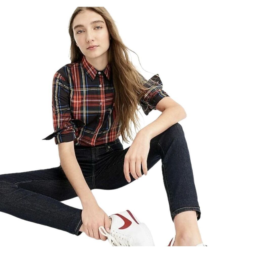 New! J.Crew Slim Stretch Perfect Tartan Plaid Button Down Shirt Sz 8